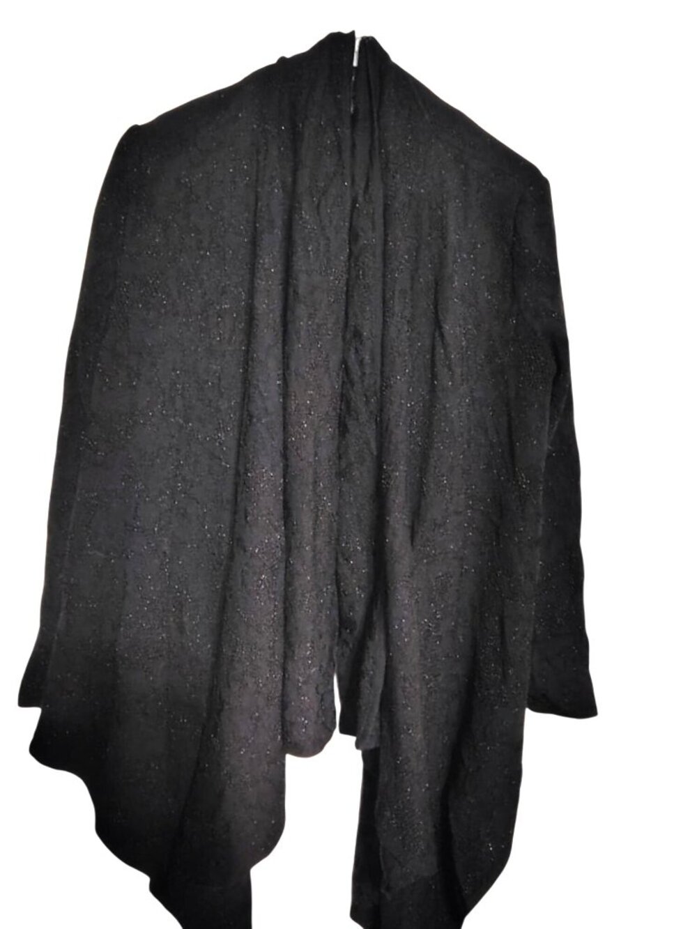 St. John Medium Black Waterfall Knit Cardigan Sweater Wool Blend Sparkle Thread